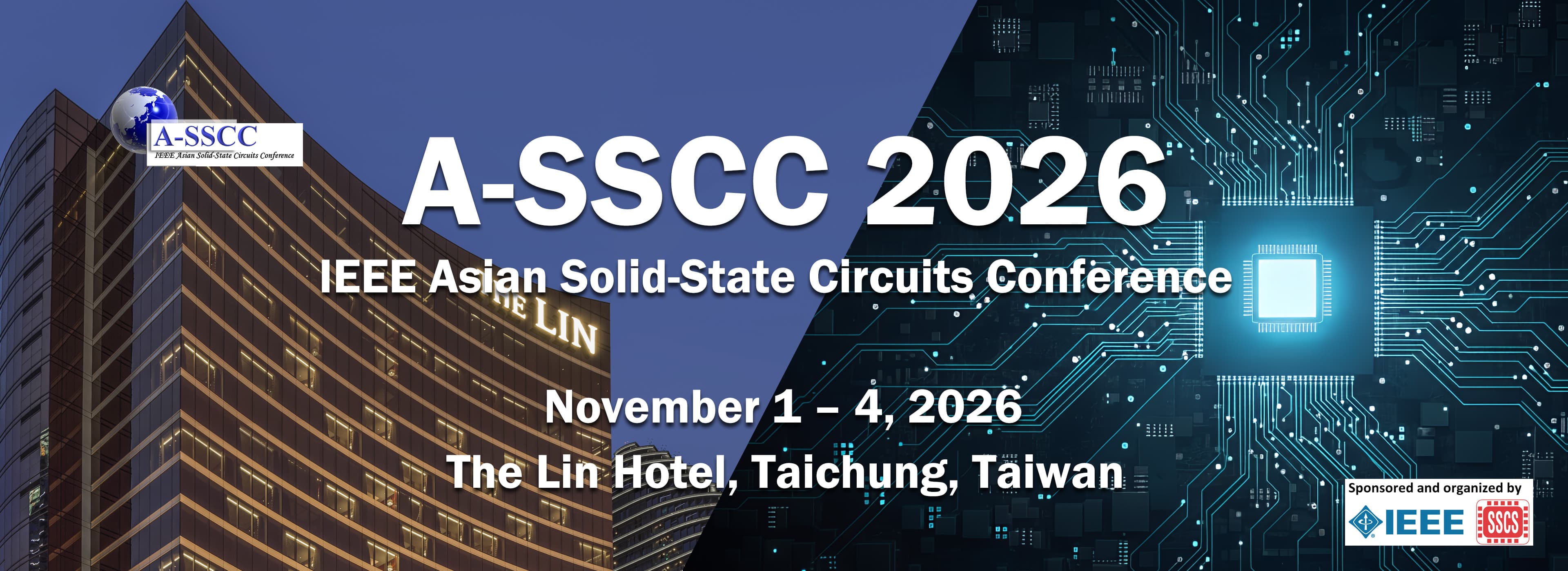 Official A-SSCC 2026 banner with The Lin Hotel in Taichung and November 1–4 dates